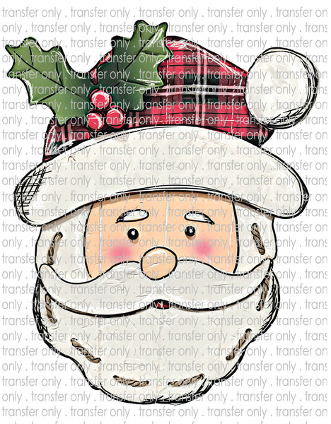 Painted Wood Santa - Waterslide, Sublimation Transfers