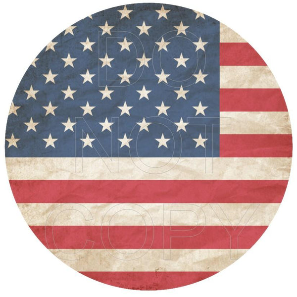 American Flag - Round Template Transfers for Coasters