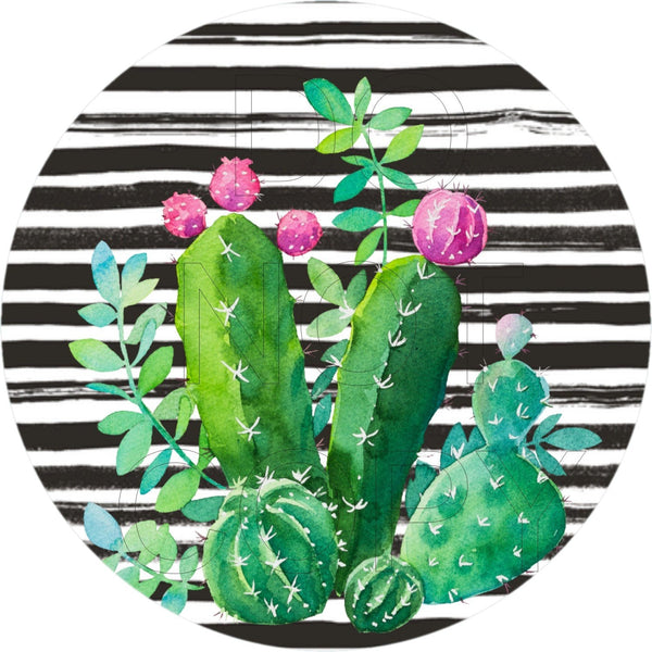 Cactus Black Stripes - Round Template Transfers for Coasters