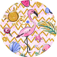 Beach Flamingo - Round Template Transfers for Coasters