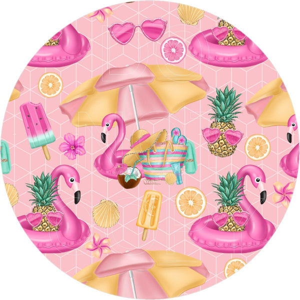 Flamingo Floats - Round Template Transfers for Coasters