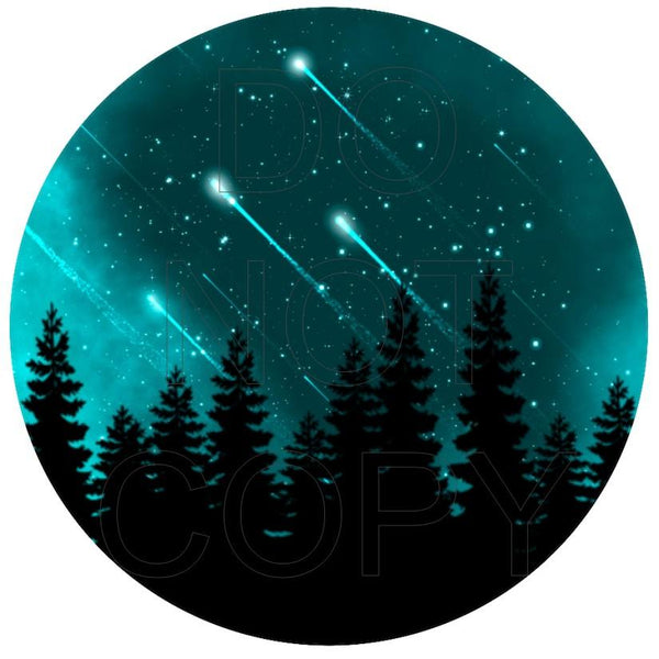 Forest Night Sky - Round Template Transfers for Coasters