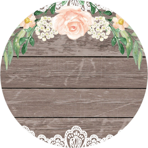 Lace Bottom Wood Style - Round Template Transfers for Coasters