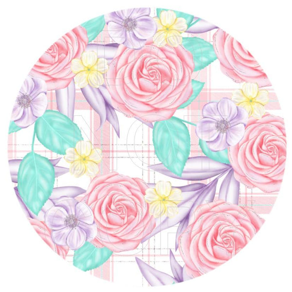 Pastel Spring Floral - Round Template Transfers for Coasters