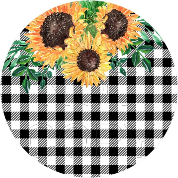 Sunflower Plaid - Round Template Transfers for Coasters