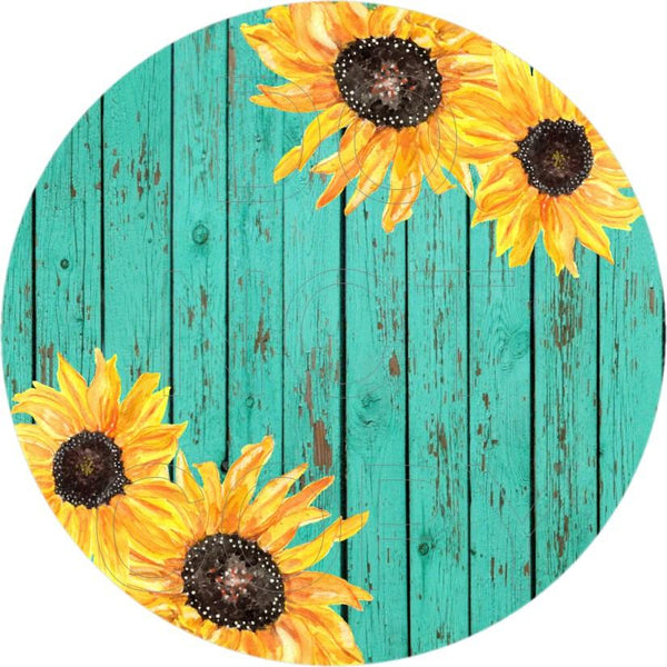 Sunflower Teal Wood - Round Template Transfers for Coasters