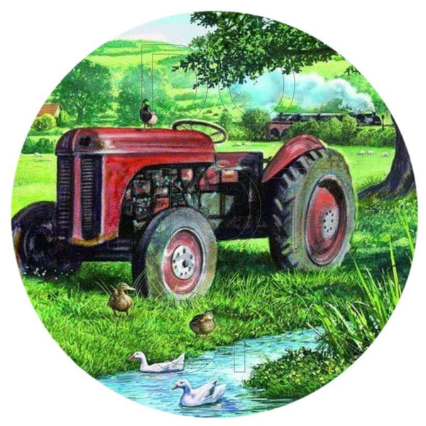 Farm Tractor - Round Template Transfers for Coasters