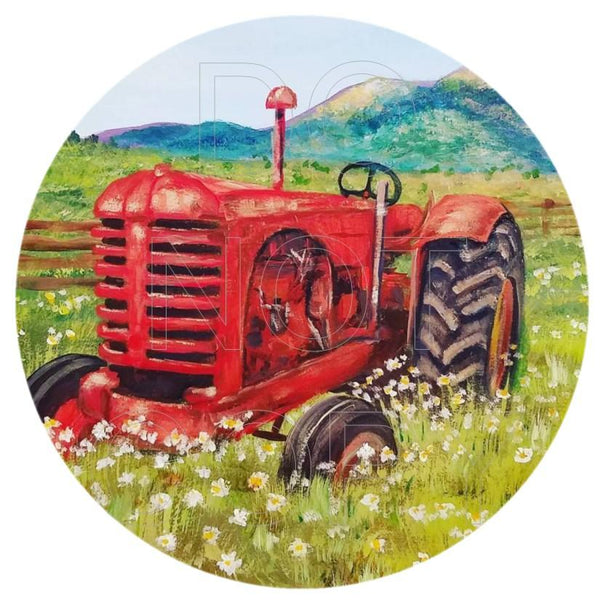 Farming Tractor - Round Template Transfers for Coasters