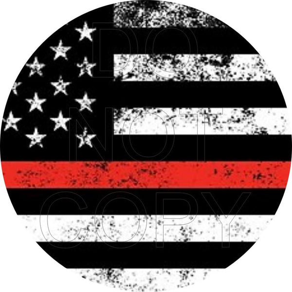 Firefighter American Flag - Round Template Transfers for Coasters