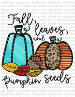 Fall Leaves Pumpkin Seeds - Waterslide, Sublimation Transfers