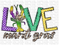 Love Mardi Gras - Waterslide, Sublimation Transfers