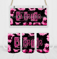 Warrior Pink Ribbon Awareness - Coffee Mug Wrap - Vinyl Transfers