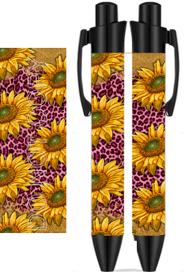 Sunflower & Pink Leopard - Sublimation Pen Wrap