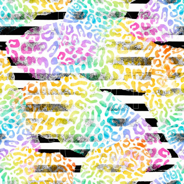 Colorful Leopard Stripes - Full Pattern - Waterslide, Sublimation Transfers