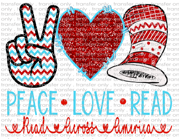 Peace Love Read - Waterslide, Sublimation Transfers