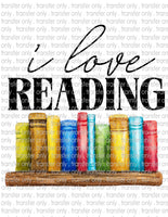 I Love Reading - Waterslide, Sublimation Transfers