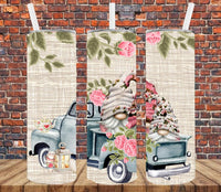 Gnomes with Vintage Truck & Roses - Tumbler Wrap Vinyl Transfers