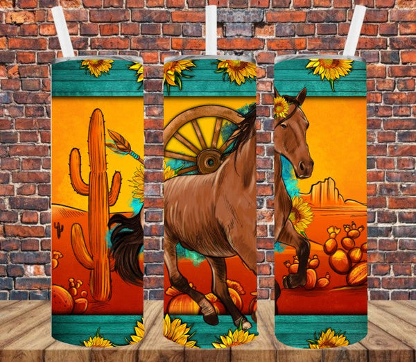 Sunset Horse  - Tumbler Wrap Vinyl Transfers