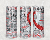Red Ribbon- 20 oz Tumbler Wrap - Waterslide, Sublimation Transfers