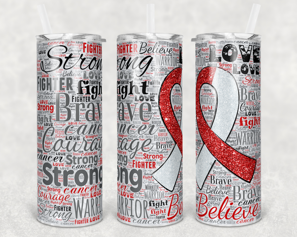 Red Ribbon- 20 oz Tumbler Wrap - Waterslide, Sublimation Transfers