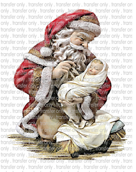 Santa Holding Baby Jesus - Waterslide, Sublimation