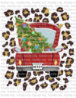 Leopard Christmas Truck - Waterslide, Sublimation Transfers