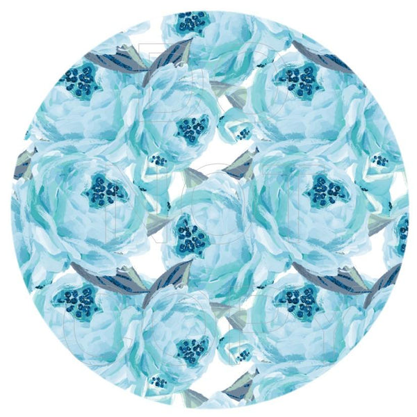 Blue Floral - Round Template Transfers for Coasters