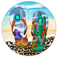 Beach Flip Flop - Round Template Transfers for Coasters