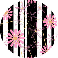 Pink Floral Stripes - Round Template Transfers for Coasters