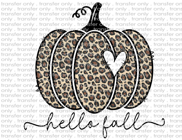Hello Fall Leopard Pumpkin - Waterslide, Sublimation Transfers