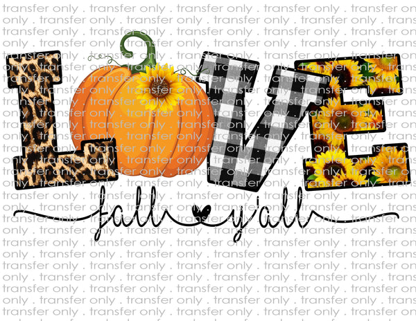 Love Fall Y'all - Waterslide, Sublimation Transfers