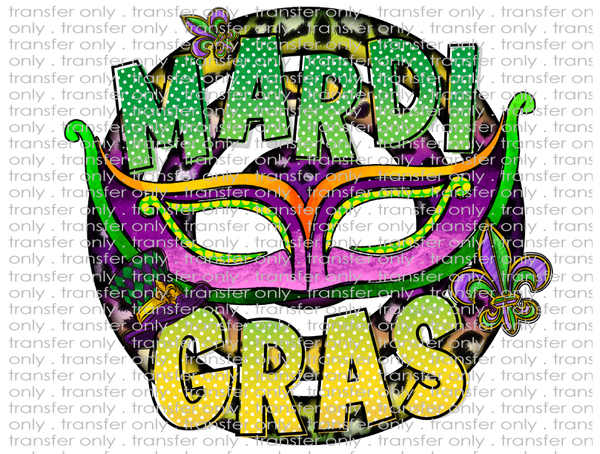 Mardi Gras Mask- Waterslide, Sublimation Transfers