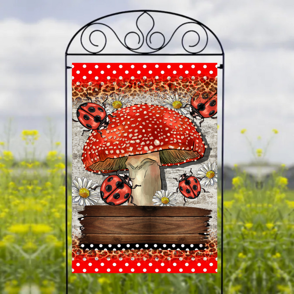 Mushroom & Ladybugs - Garden Flag Sublimation Transfers
