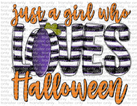Girl Who Loves Halloween - Waterslide, Sublimation Transfers
