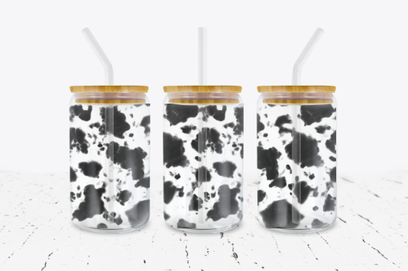 Cow Print- 16 oz Libbey Glass Can Wrap