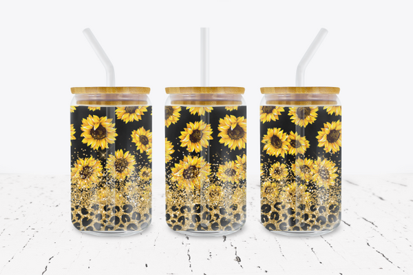 Sunflowers - 16 oz Libbey Glass Can Wrap