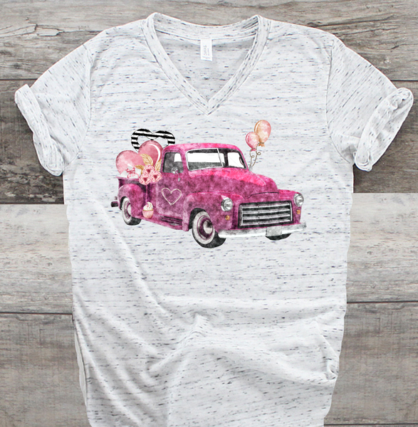 Vintage Pink Truck - Digital Download - PNG Printing Design