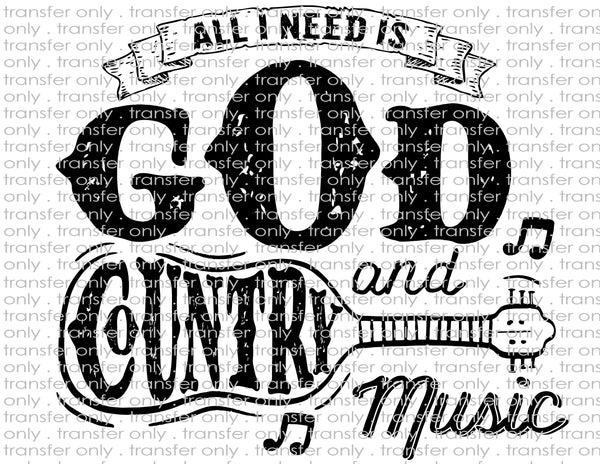 God and Country Music - Waterslide, Sublimation Transfers