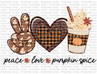 Peace Love Pumpkin Spice - Waterslide, Sublimation Transfers