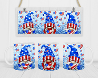 Patriotic Gnomes - Coffee Mug Wrap - Sublimation Transfers