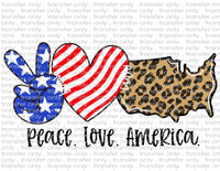 Peace Love America Leopard - Waterslide, Sublimation Transfers