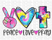 Peace Love Pray - Waterslide, Sublimation Transfers