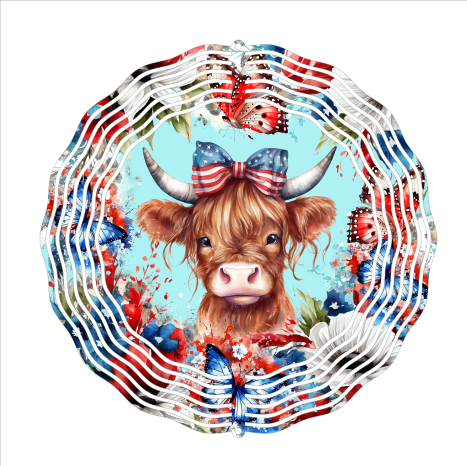 Patriotic Cow - Wind Spinner - Sublimation Transfers