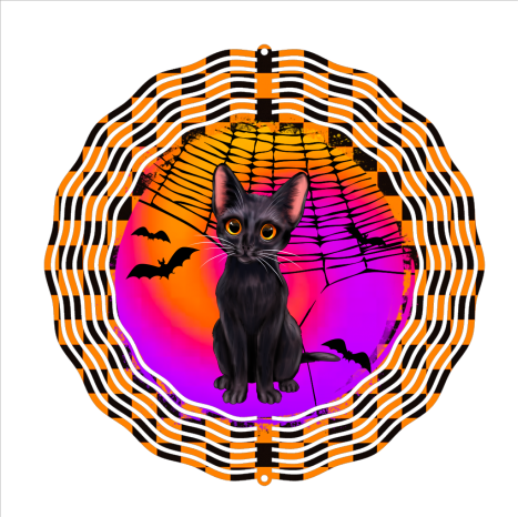 Halloween Black Cat - Wind Spinner - Sublimation Transfers