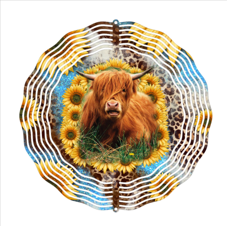 Country Shaggy Cow - Wind Spinner - Sublimation Transfers