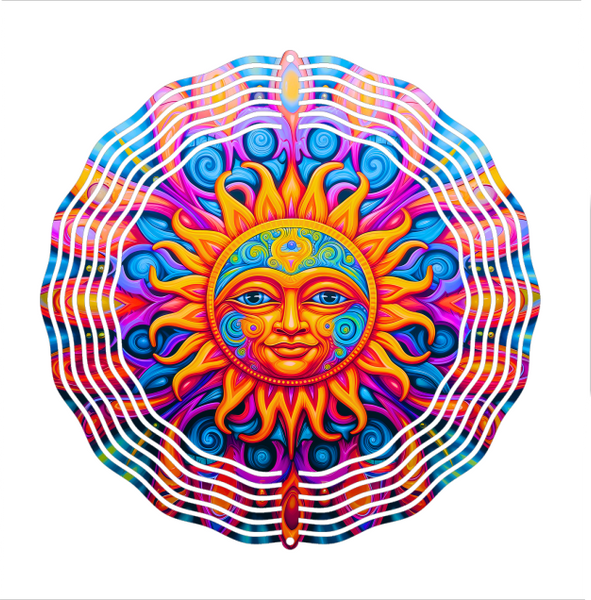 Bright Sun Face - Wind Spinner - Sublimation Transfers