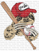 Baseball Sloth - Waterslide, Sublimation Transfers