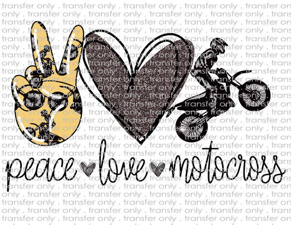 Peace Love Motorcross Dirt Bike - Waterslide, Sublimation Transfers