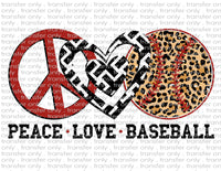 Peace Love Baseball - Waterslide, Sublimation Transfers