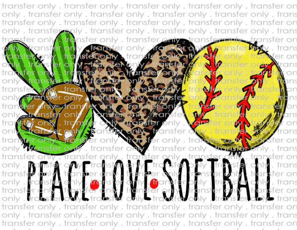 Peace Love Softball - Waterslide, Sublimation Transfers